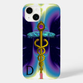 GOLD CADUCEUS MEDIZINISCHE SYMBOL,Lila blaues Mono Case-Mate iPhone Hülle (Rückseite)