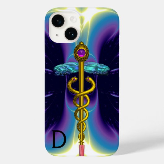 GOLD CADUCEUS MEDIZINISCHE SYMBOL,Lila blaues Mono Case-Mate iPhone Hülle (Rückseite)