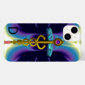 GOLD CADUCEUS MEDIZINISCHE SYMBOL,Lila blaues Mono Case-Mate iPhone Hülle (Rückseite (Horizontal))