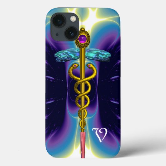 GOLD CADUCEUS MEDIZINISCHE SYMBOL,Lila blaues Mono Case-Mate iPhone Hülle (Rückseite)