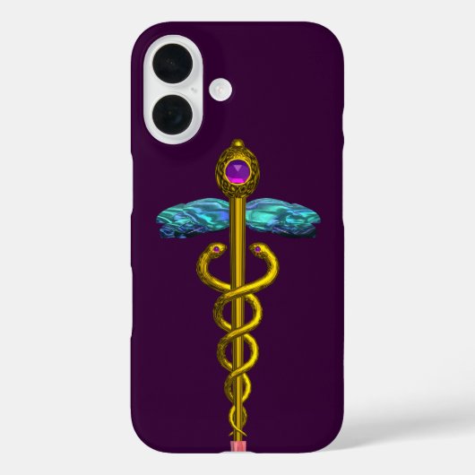 GOLD CADUCEUS MEDIZINISCHE SYMBOL,Lila Case-Mate iPhone Hülle (Rückseite)