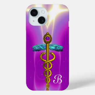 GOLD CADUCEUS MEDIZINISCHE SYMBOL Lila Monogramm Case-Mate iPhone Hülle