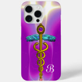 GOLD CADUCEUS MEDIZINISCHE SYMBOL Lila Monogramm Case-Mate iPhone Hülle (Rückseite)