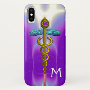GOLD CADUCEUS MEDIZINISCHE SYMBOL Lila Monogramm Case-Mate iPhone Hülle