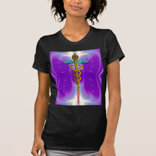 GOLD CADUCEUS MEDIZINISCHE SYMBOL,Lila T-Shirt