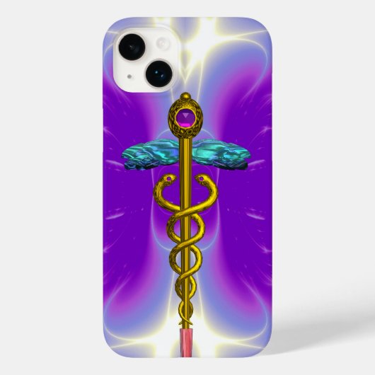 GOLD CADUCEUS MEDIZINISCHE SYMBOL,Lila Violette Case-Mate iPhone Hülle (Rückseite)