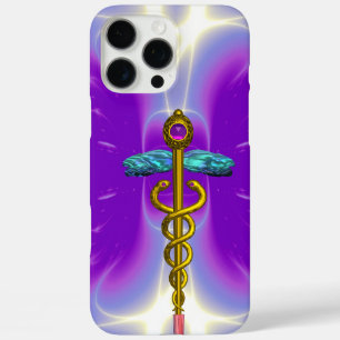 GOLD CADUCEUS MEDIZINISCHE SYMBOL,Lila Violette iPhone 16 Pro Max Hülle