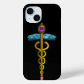 GOLD CADUCEUS MEDIZINISCHE SYMBOL, schwarz Case-Mate iPhone Hülle (Rückseite)