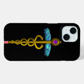 GOLD CADUCEUS MEDIZINISCHE SYMBOL, schwarz Case-Mate iPhone Hülle (Rückseite (Horizontal))