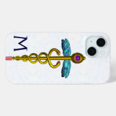 GOLD CADUCEUS MEDIZINISCHE SYMBOL Weißes Monogramm Case-Mate iPhone Hülle (Rückseite (Horizontal))