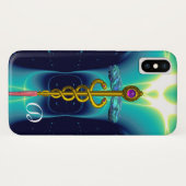 GOLD CADUCEUS MEDIZINISCHES MONOGRAMM,Aquamarines Case-Mate iPhone Hülle (Rückseite (Horizontal))