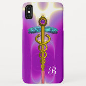 GOLD CADUCEUS MEDIZINISCHES MONOGRAMM, Pink Fuchsi Case-Mate iPhone Hülle (Rückseite)
