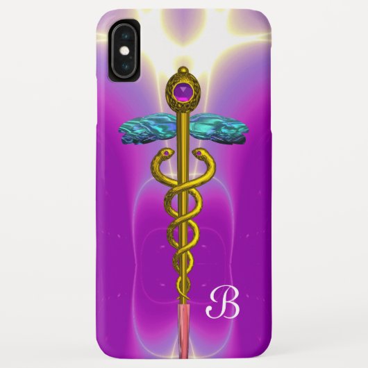 GOLD CADUCEUS MEDIZINISCHES MONOGRAMM, Pink Fuchsi Case-Mate iPhone Hülle (Rückseite)