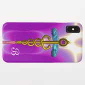 GOLD CADUCEUS MEDIZINISCHES MONOGRAMM, Pink Fuchsi Case-Mate iPhone Hülle (Rückseite (Horizontal))