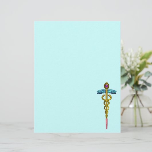 GOLD CADUCEUS MEDIZINISCHES SYMBOL (Stehend Vorderseite)