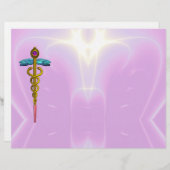 GOLD CADUCEUS MEDIZINISCHES SYMBOL (Vorne/Hinten)