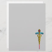 GOLD CADUCEUS MEDIZINISCHES SYMBOL (Vorne/Hinten)