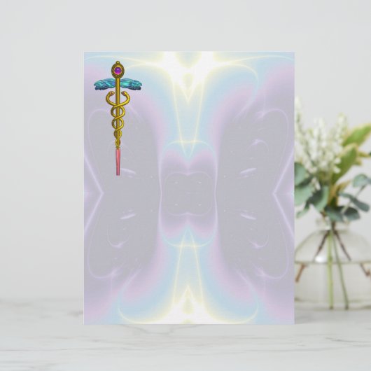 GOLD CADUCEUS MEDIZINISCHES SYMBOL (Stehend Vorderseite)