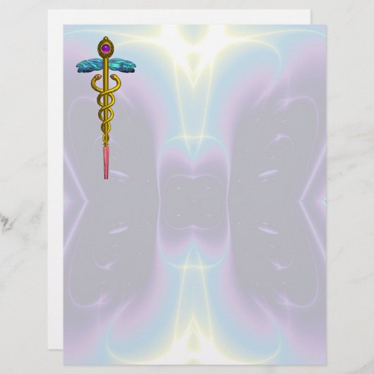 GOLD CADUCEUS MEDIZINISCHES SYMBOL (Vorne/Hinten)