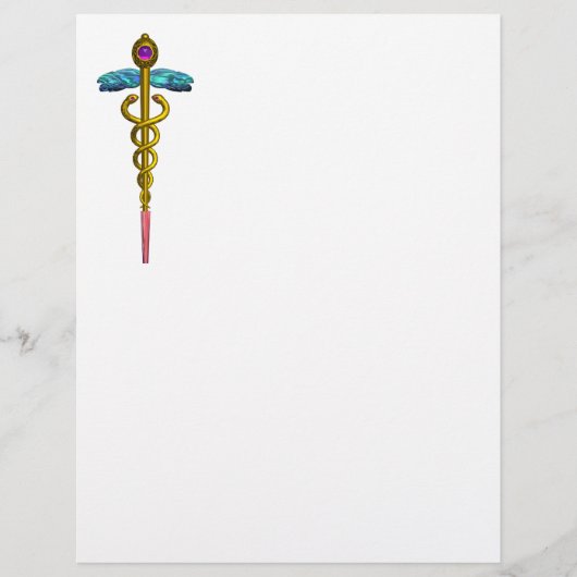 GOLD CADUCEUS MEDIZINISCHES SYMBOL (Vorderseite)