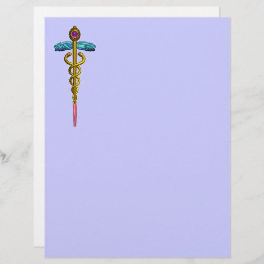 GOLD CADUCEUS MEDIZINISCHES SYMBOL (Vorne/Hinten)