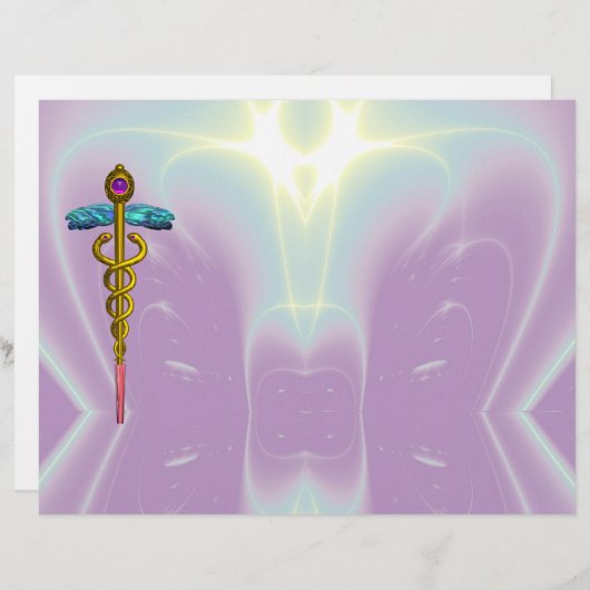 GOLD CADUCEUS MEDIZINISCHES SYMBOL (Vorne/Hinten)