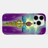 GOLD CADUCEUS MEDIZINISCHES SYMBOL, Aquamarin grün Case-Mate iPhone Hülle (Rückseite (Horizontal))