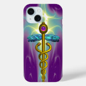 GOLD CADUCEUS MEDIZINISCHES SYMBOL, Aquamarin grün Case-Mate iPhone Hülle (Rückseite)