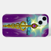 GOLD CADUCEUS MEDIZINISCHES SYMBOL, Aquamarin grün Case-Mate iPhone Hülle (Rückseite (Horizontal))