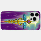 GOLD CADUCEUS MEDIZINISCHES SYMBOL, Aquamarin grün Case-Mate iPhone Hülle (Rückseite (Horizontal))