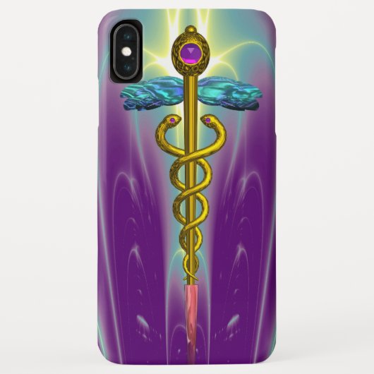 GOLD CADUCEUS MEDIZINISCHES SYMBOL, Aquamarin grün Case-Mate iPhone Hülle (Rückseite)