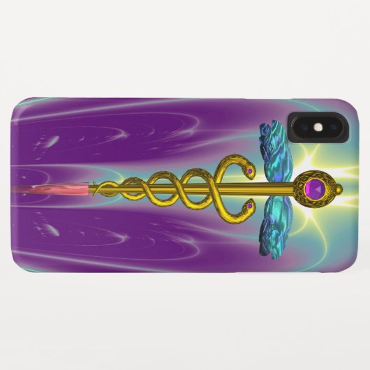 GOLD CADUCEUS MEDIZINISCHES SYMBOL, Aquamarin grün Case-Mate iPhone Hülle (Rückseite (Horizontal))