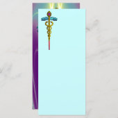 GOLD CADUCEUS Medizinisches Symbol Blau Lila grün (Vorne/Hinten)