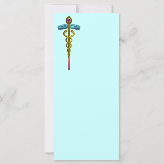 GOLD CADUCEUS Medizinisches Symbol Blau Lila grün (Vorderseite)