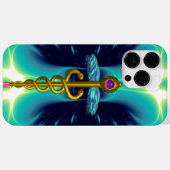 GOLD CADUCEUS MEDIZINISCHES SYMBOL, Blautürkis Aqu Case-Mate iPhone Hülle (Rückseite (Horizontal))