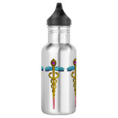 GOLD CADUCEUS MEDIZINISCHES SYMBOL EDELSTAHLFLASCHE (Rechts)