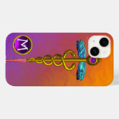 GOLD CADUCEUS MEDIZINISCHES SYMBOL Lila Gem Monogr Case-Mate iPhone Hülle (Rückseite (Horizontal))