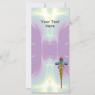 GOLD CADUCEUS MEDIZINISCHES SYMBOL Lila grün