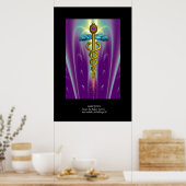 GOLD CADUCEUS Medizinisches Symbol Lila grün Poster (Küche)