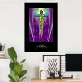 GOLD CADUCEUS Medizinisches Symbol Lila grün Poster (Heimbüro)