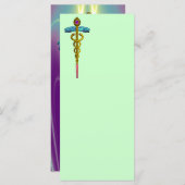 GOLD CADUCEUS Medizinisches Symbol Lila grüne Viol (Vorne/Hinten)