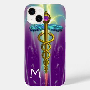 GOLD CADUCEUS MEDIZINISCHES SYMBOL Lila Monogramm Case-Mate iPhone Hülle