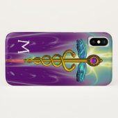 GOLD CADUCEUS MEDIZINISCHES SYMBOL Lila Monogramm Case-Mate iPhone Hülle (Rückseite (Horizontal))