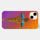 GOLD CADUCEUS MEDIZINISCHES SYMBOL, Lila orange ge Case-Mate iPhone Hülle (Rückseite (Horizontal))