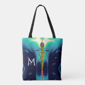 GOLD CADUCEUS MEDIZINISCHES SYMBOL-MONOGRAMM, Aqua Tasche (Rückseite)