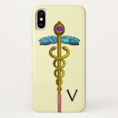 GOLD CADUCEUS MEDIZINISCHES SYMBOL-MONOGRAMM, Crem Case-Mate iPhone Hülle (Rückseite)