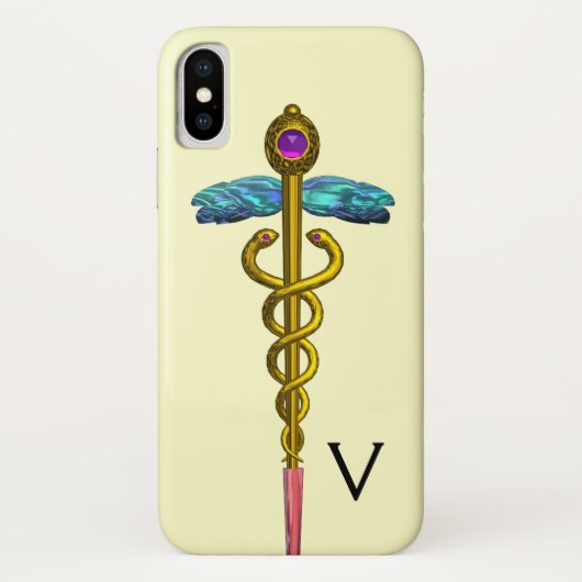GOLD CADUCEUS MEDIZINISCHES SYMBOL-MONOGRAMM, Crem Case-Mate iPhone Hülle (Rückseite)