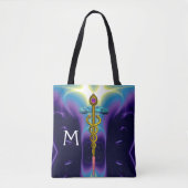 GOLD CADUCEUS MEDIZINISCHES SYMBOL-MONOGRAMM, Lila Tasche (Vorderseite)