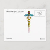 GOLD CADUCEUS MEDIZINISCHES SYMBOL POSTKARTE (Rückseite)