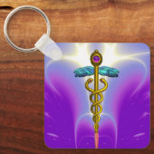 GOLD CADUCEUS MEDIZINISCHES SYMBOL Ultra-Violet Li Schlüsselanhänger (Vorderseite)
